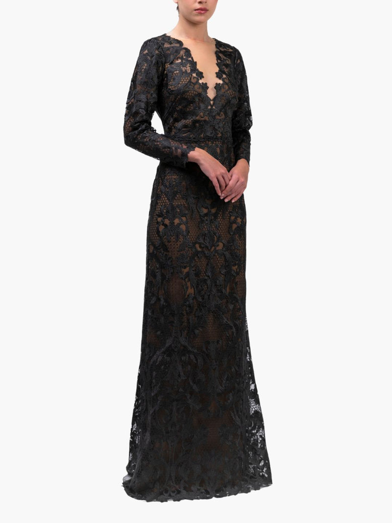 Nocturnes Long Sleeve Lace Gown