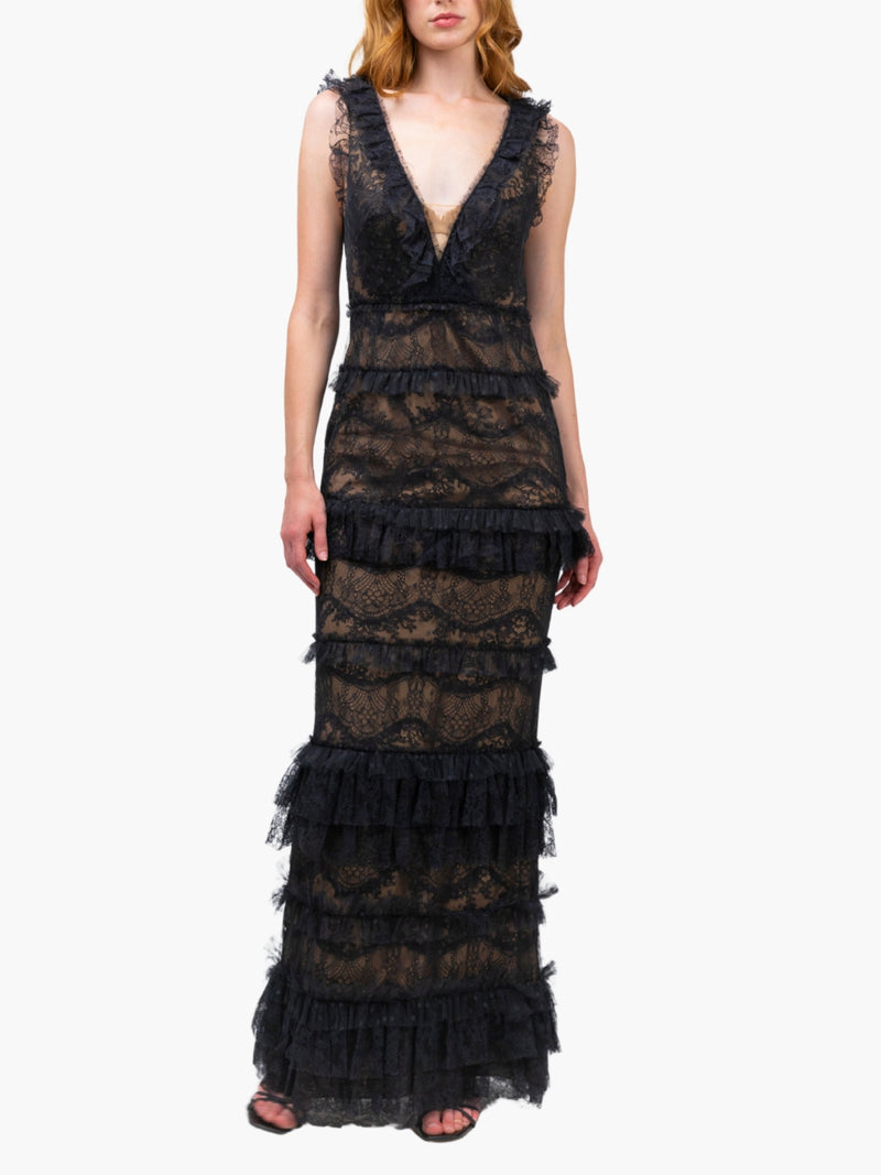 Chantilly Lace Tiered Gown