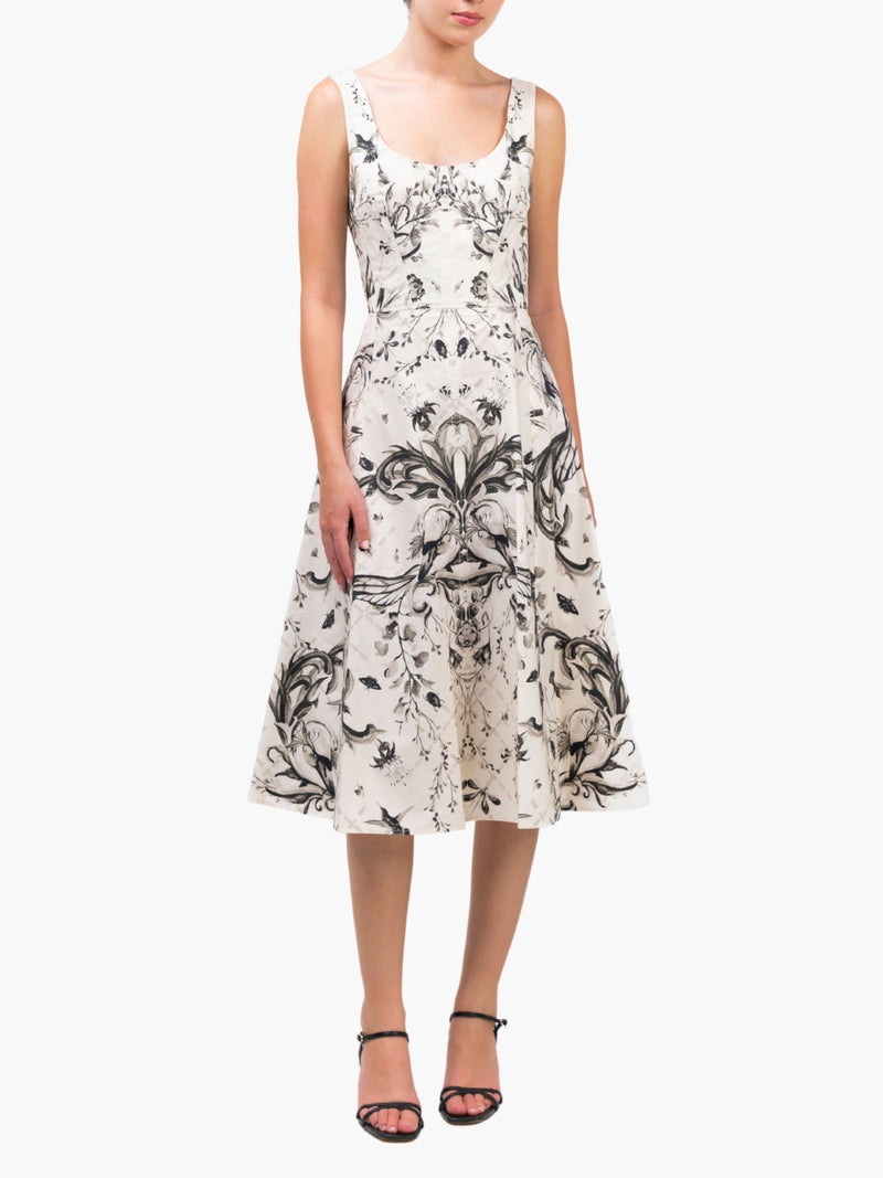 Mirrored Cotton Midi Dress