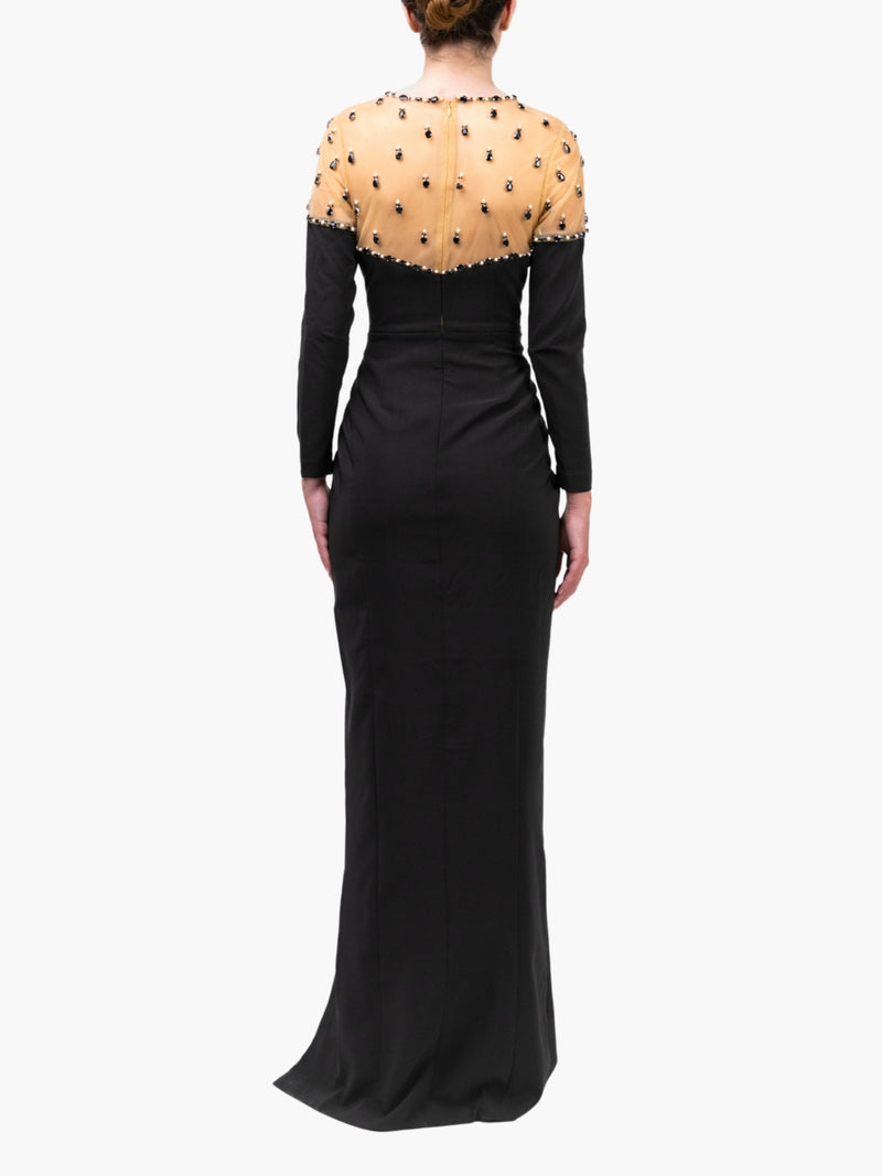 Illusion Crepe Gown