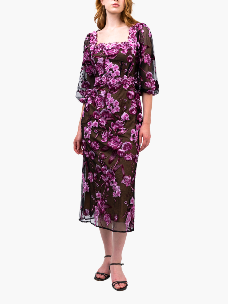 Bronix Botanicals Long Sleeve Midi Dress