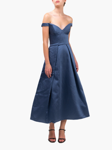 Spring Pleated Mikado Midi Dress
