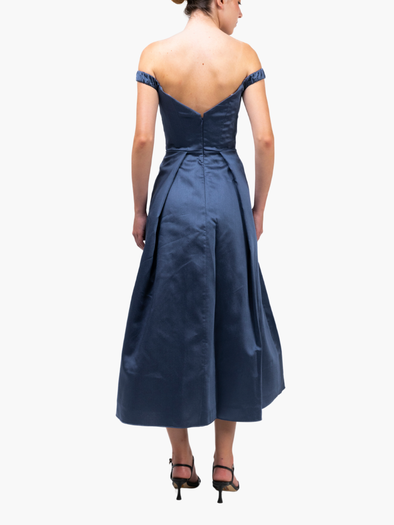 Spring Pleated Mikado Midi Dress