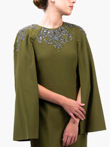 Stretch Crepe Cape Gown
