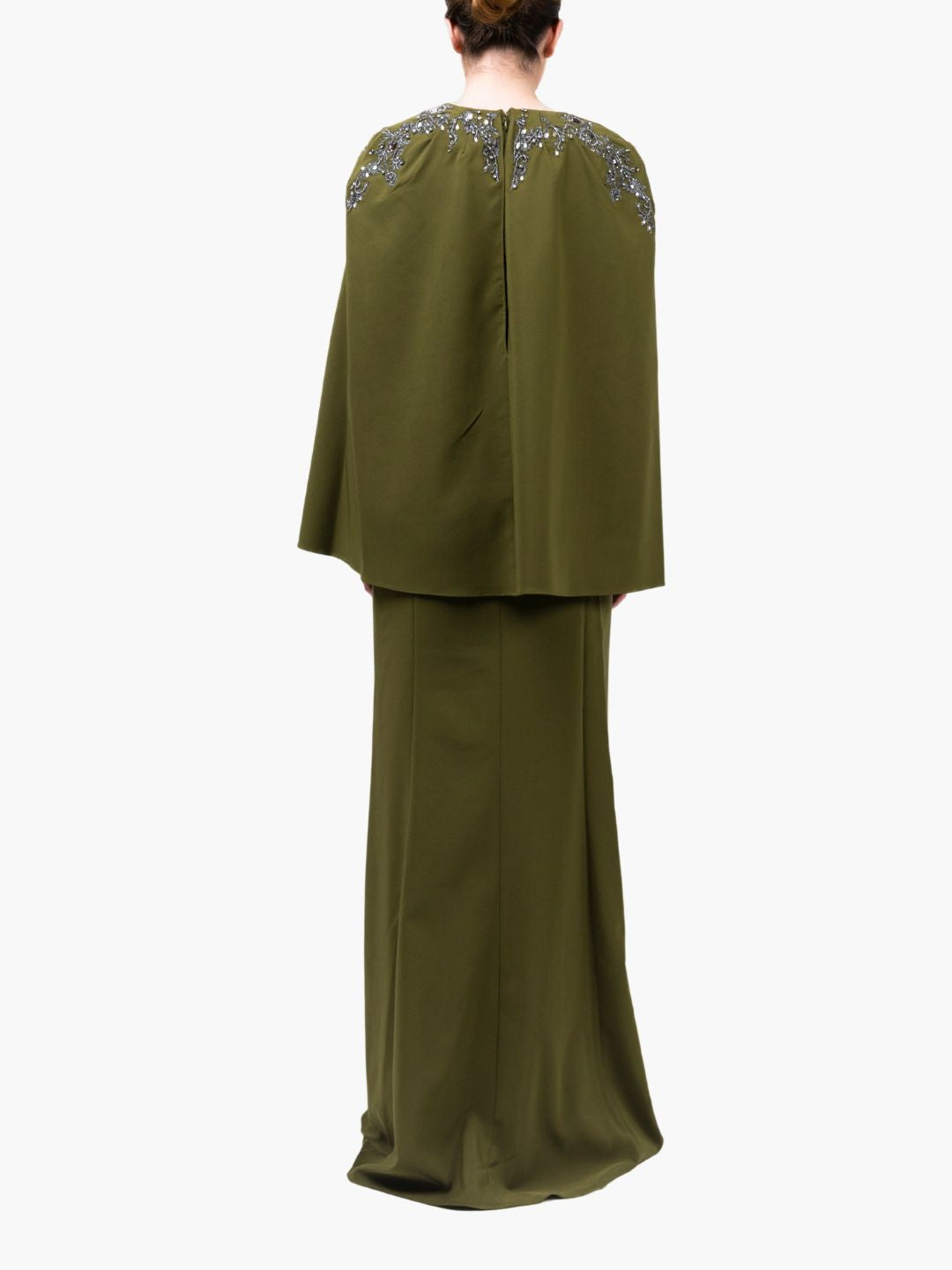 Stretch Crepe Cape Gown