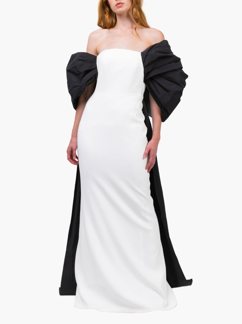 Taffeta Sleeve Column Gown