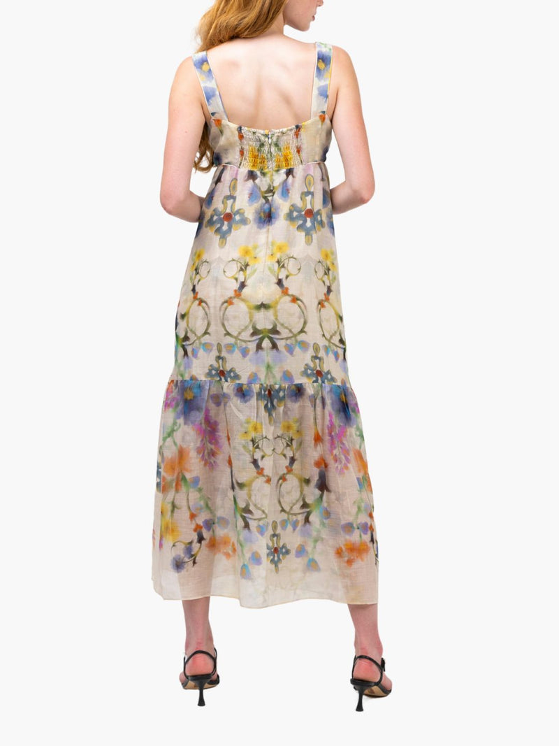 Ramie Square Neck Maxi Dress