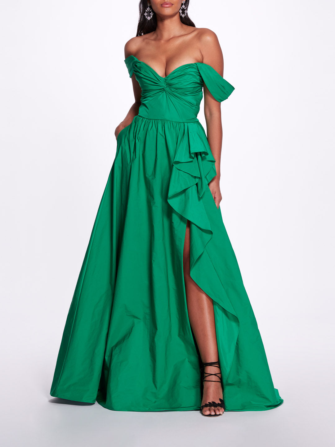 Off Shoulder Side Slit Gown | Marchesa