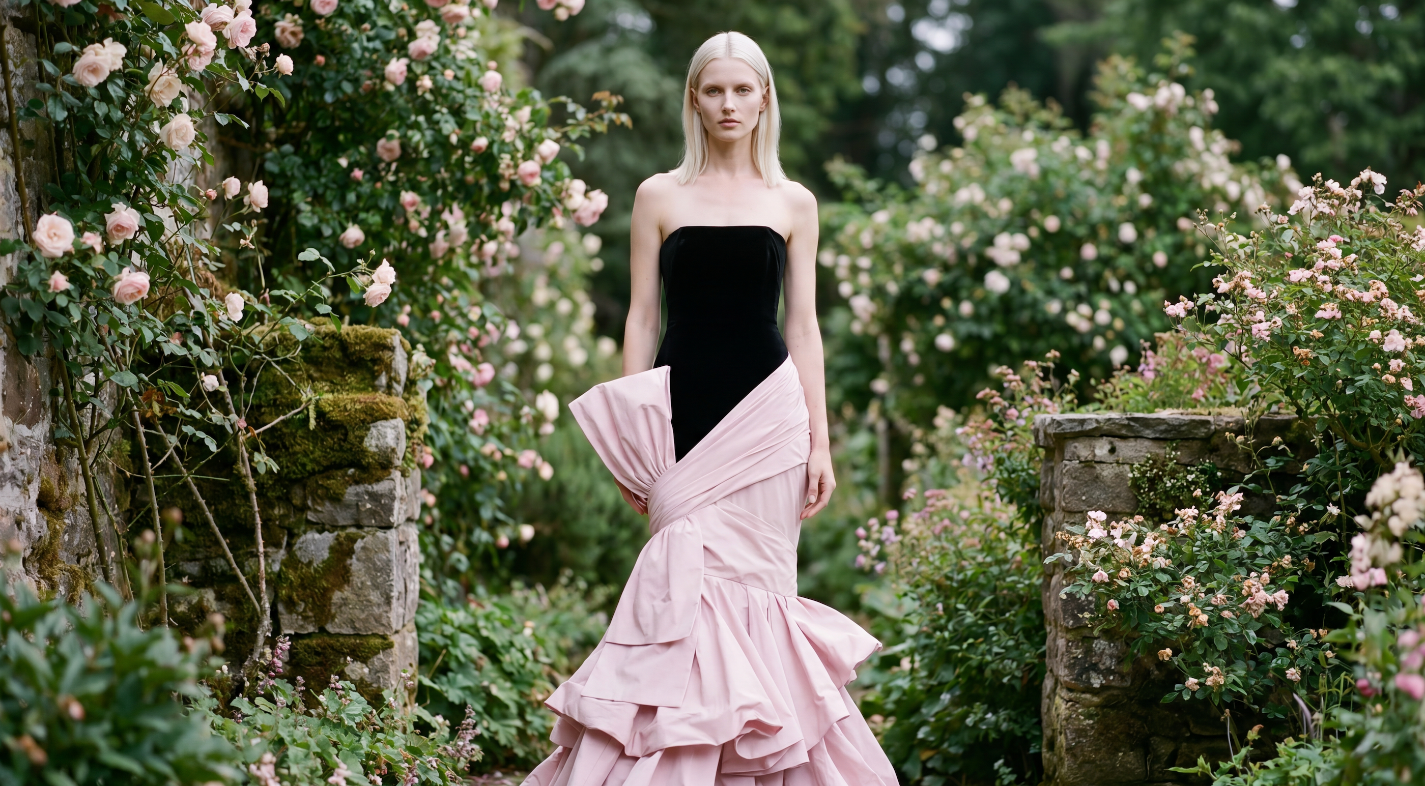 marchesa dress pink Marchesa Tiered-ruffle Strapless Tulle Gown in Pink