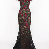 Guipure Lace Off Shoulder Gown