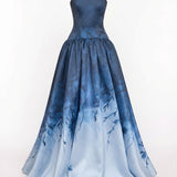 Floral Printed Mikado Gown