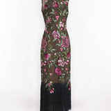 Embroidered Fringe Midi Dress