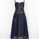 Lace Guipure A-line Midi Dress
