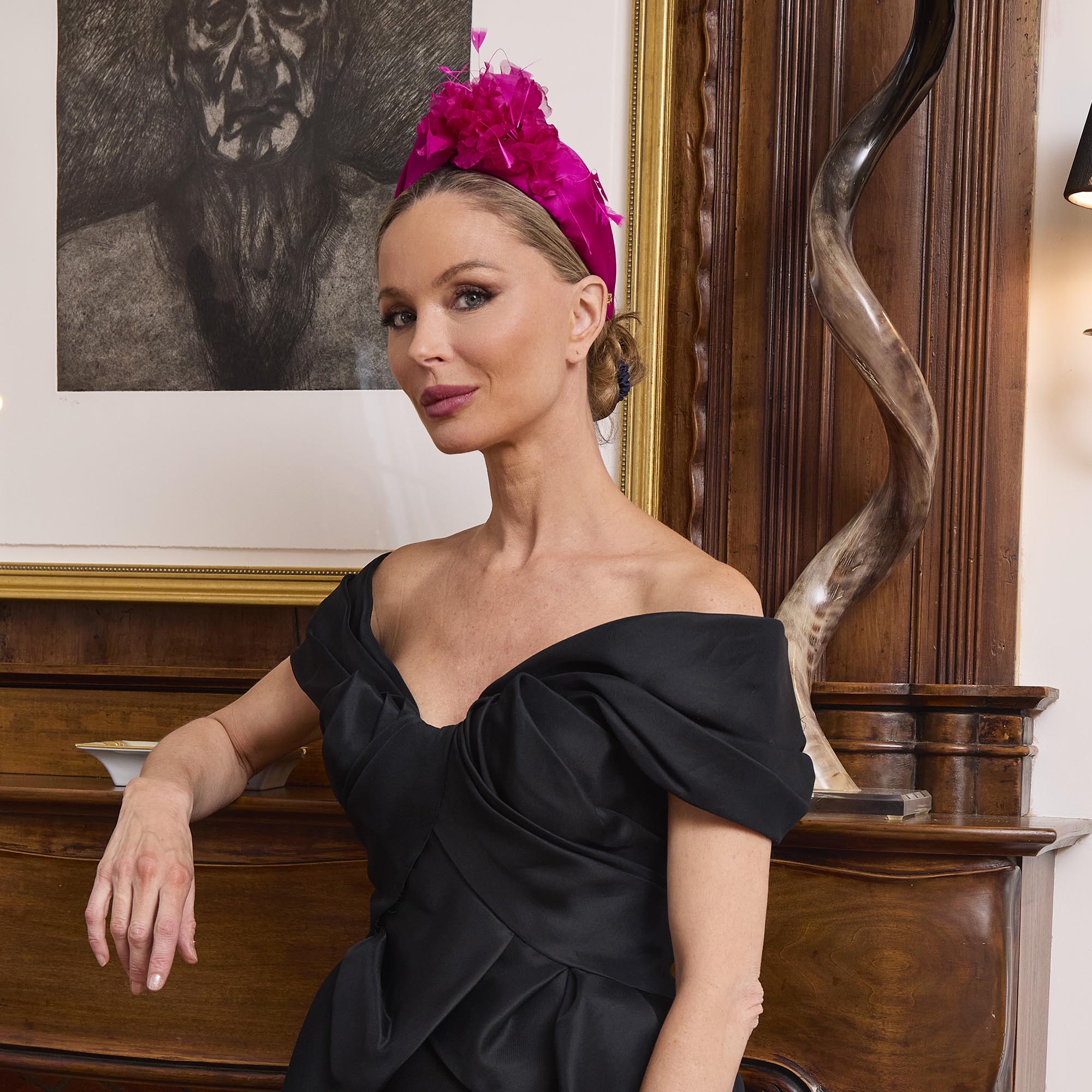 FUCHSIA MARCHESA COUTURE X LELE SADOUGHI GRETA FLORAL HEADBAND