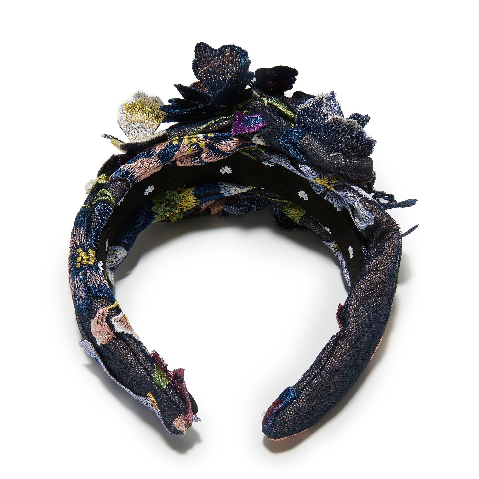 NAVY MARCHESA COUTURE X LELE SADOUGHI CRAWFORD FLORAL APPLIQUE HEADBAND