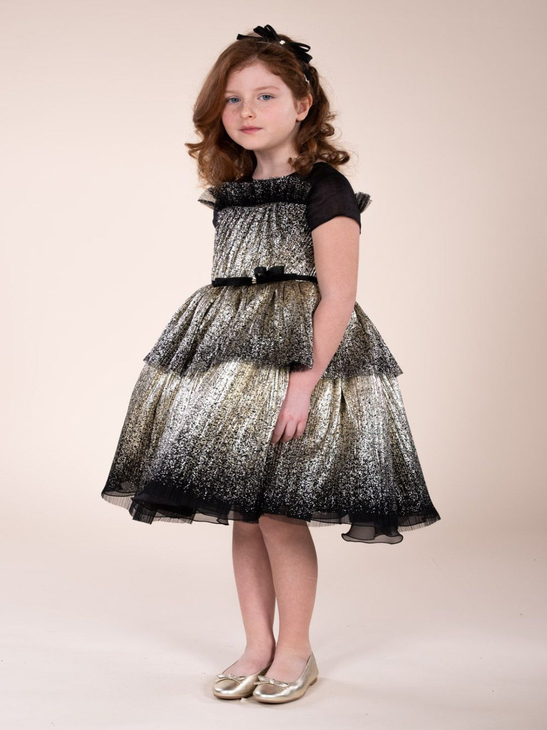 Gold Coated Pleated Tulle Gown | Marchesa