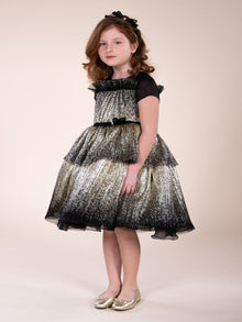 Gold Coated Pleated Tulle Gown | Marchesa