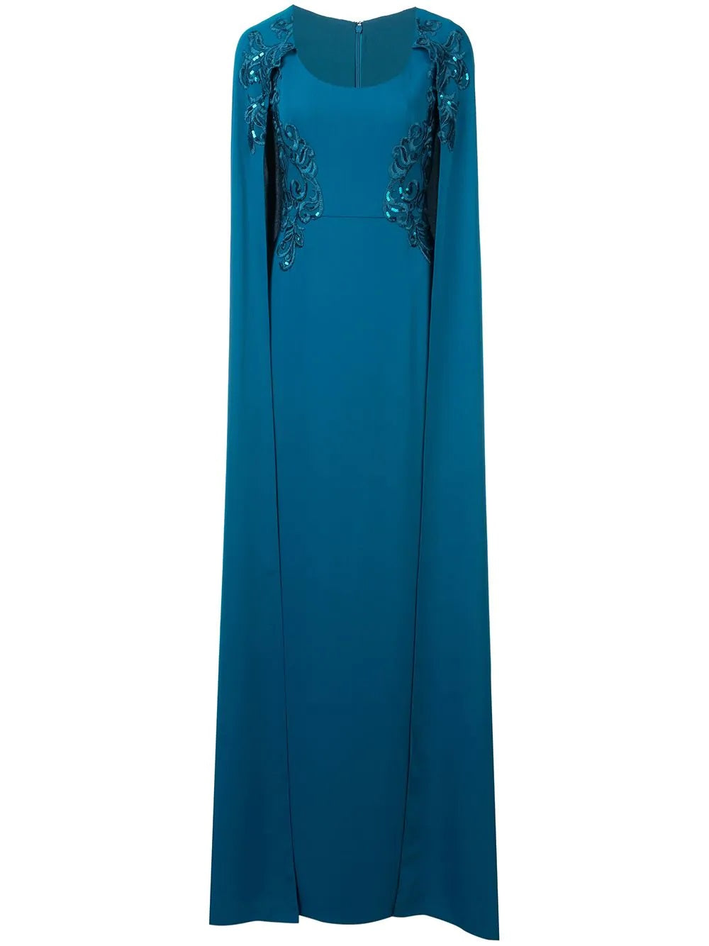 Crepe Caped Gown with Embroidery Marchesa