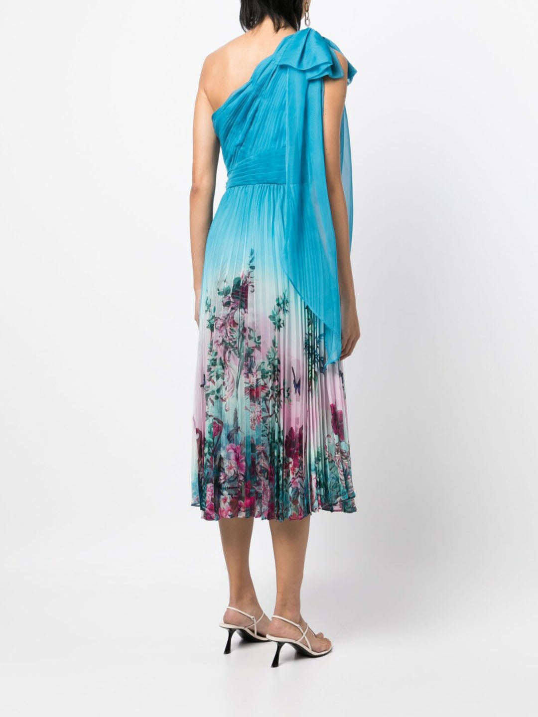 Marchesa Notte One-Shoulder Midi Dress, 4 / Blue
