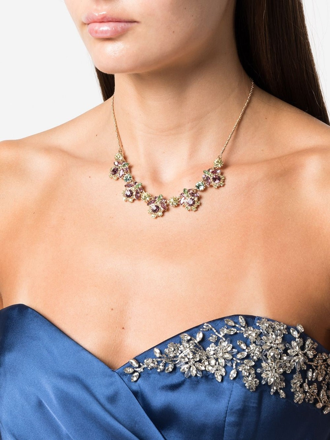 16in Cluster Frontal Floral Necklace | Marchesa
