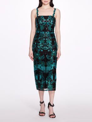 Embroidered Sequin Tea-length Gown | Marchesa