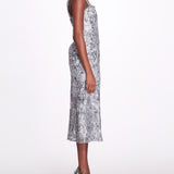 Silver Sequin Tea-length Gown | Marchesa