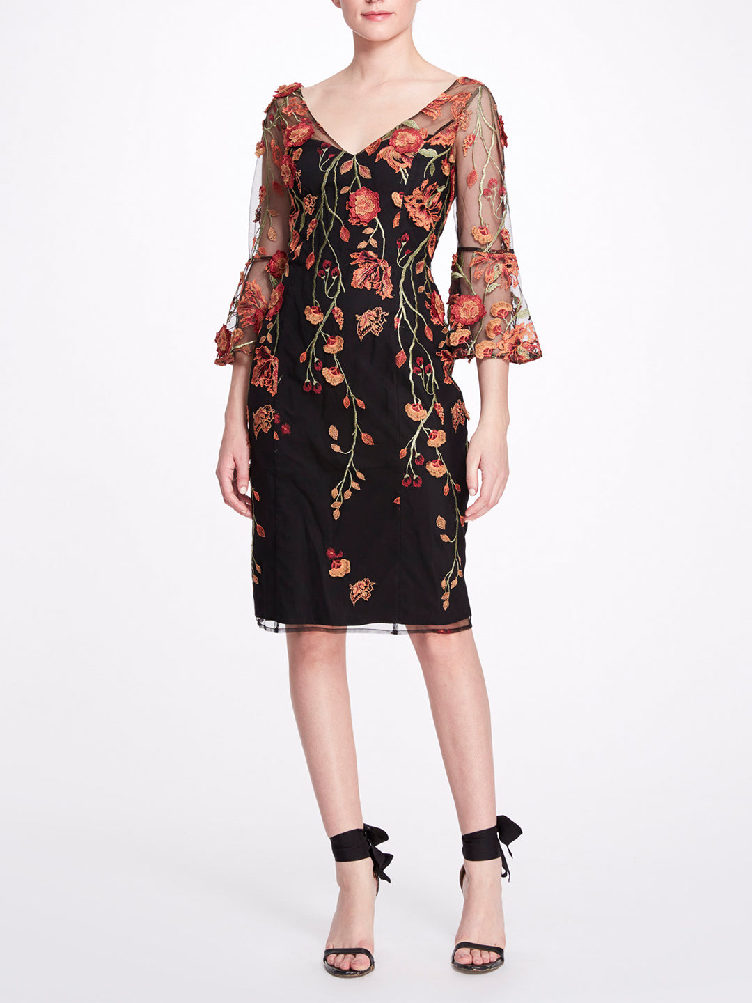 Embroidered Floral Cocktail Dress Marchesa