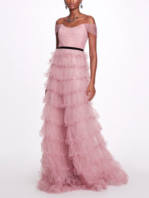 Multi-Tiered Tulle Gown | Marchesa