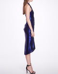 Load image into Gallery viewer, Halter Ruched Foiled Cocktail Dress | Marchesa
