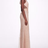 Sleeveless V-neck Glitter Gown | Marchesa