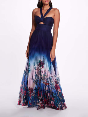Halter Ombre Floral Gown | Marchesa