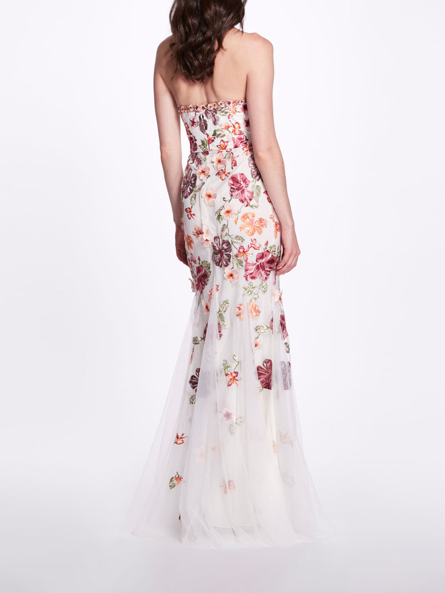 Sleeveless Embroidered Tulle Gown – Marchesa