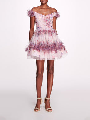 Watercolor Garland Mini Dress | Marchesa
