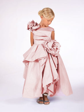 Pink Rose-Embellished Sculptural Taffeta Gown | Marchesa