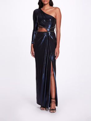 Side Cut-out Metallic Gown | Marchesa