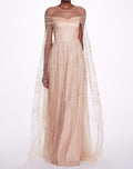 Load image into Gallery viewer, Off-Shoulder Glitter Cape Gown | Marchesa
